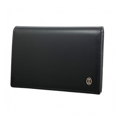 【6fd5303】カルティエ カードケース パシャ レザー ブラック シルバー金具【中古】メンズ レディース ユニセックス