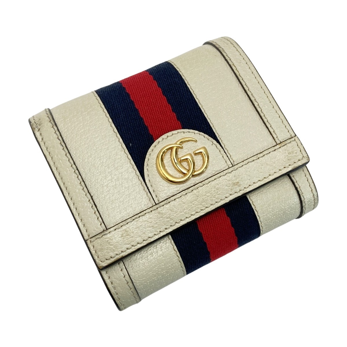 ☆☆GUCCI グッチ オフィディア 2つ折り財布 シェリーライン 598662 アイボリー コンパクトウォレット レザー