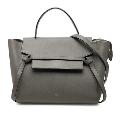 セリーヌ ベルトバッグ ミニ ハンドバッグ ショルダーバッグ 2WAY 176103 グレー レザー レディース CELINE 中古