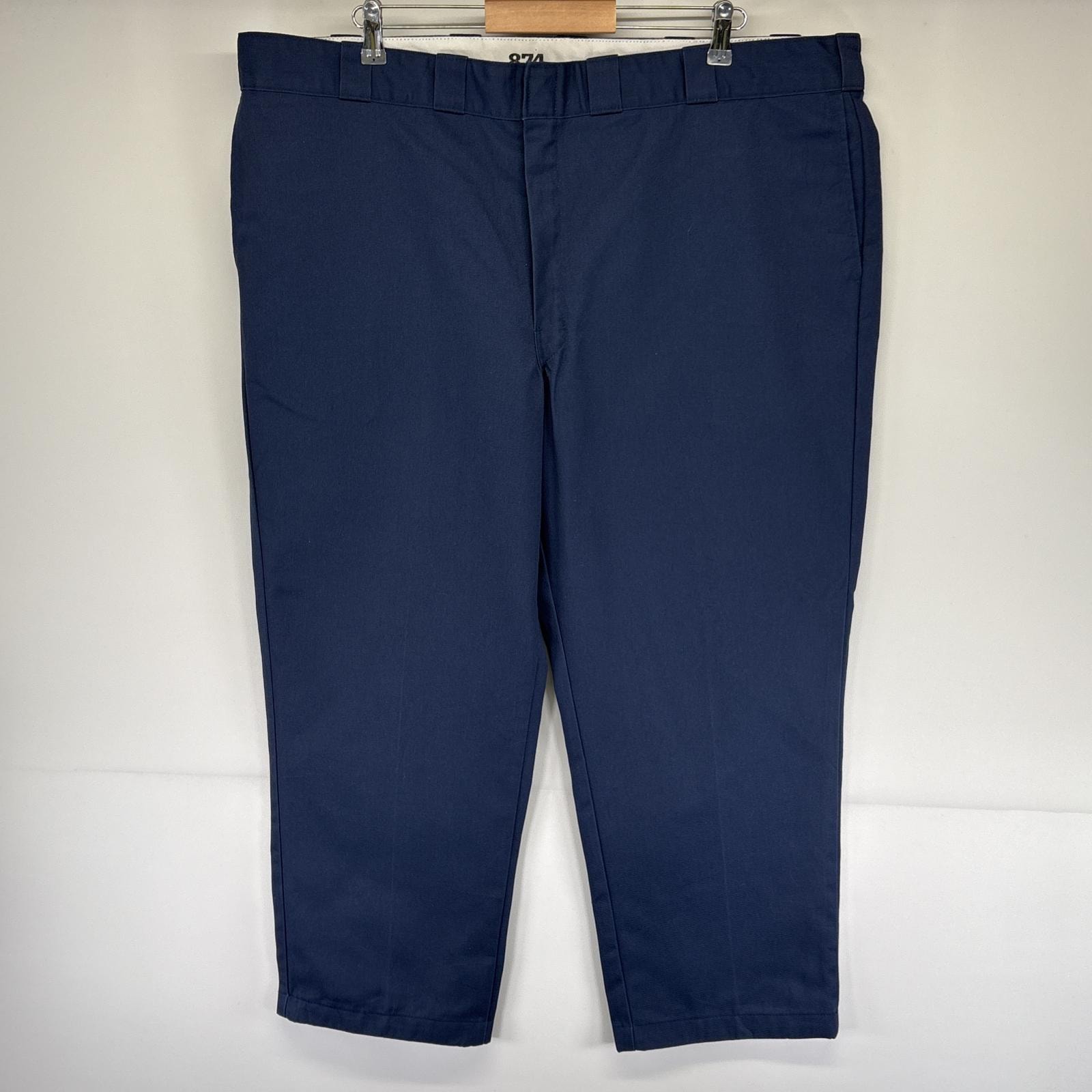 古着 ディッキーズ Dickies ワークパンツ 874 ジップ 長ズボン チノパン ワンポイントロゴ 大きいサイズ w46 L30 ネイビー メンズ