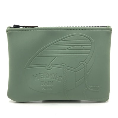 エルメス HERMES ネオバン タラサ PM タラサPM 小物 収納 小物入れ フラット ポーチ ナイロン カーキ 新品同様