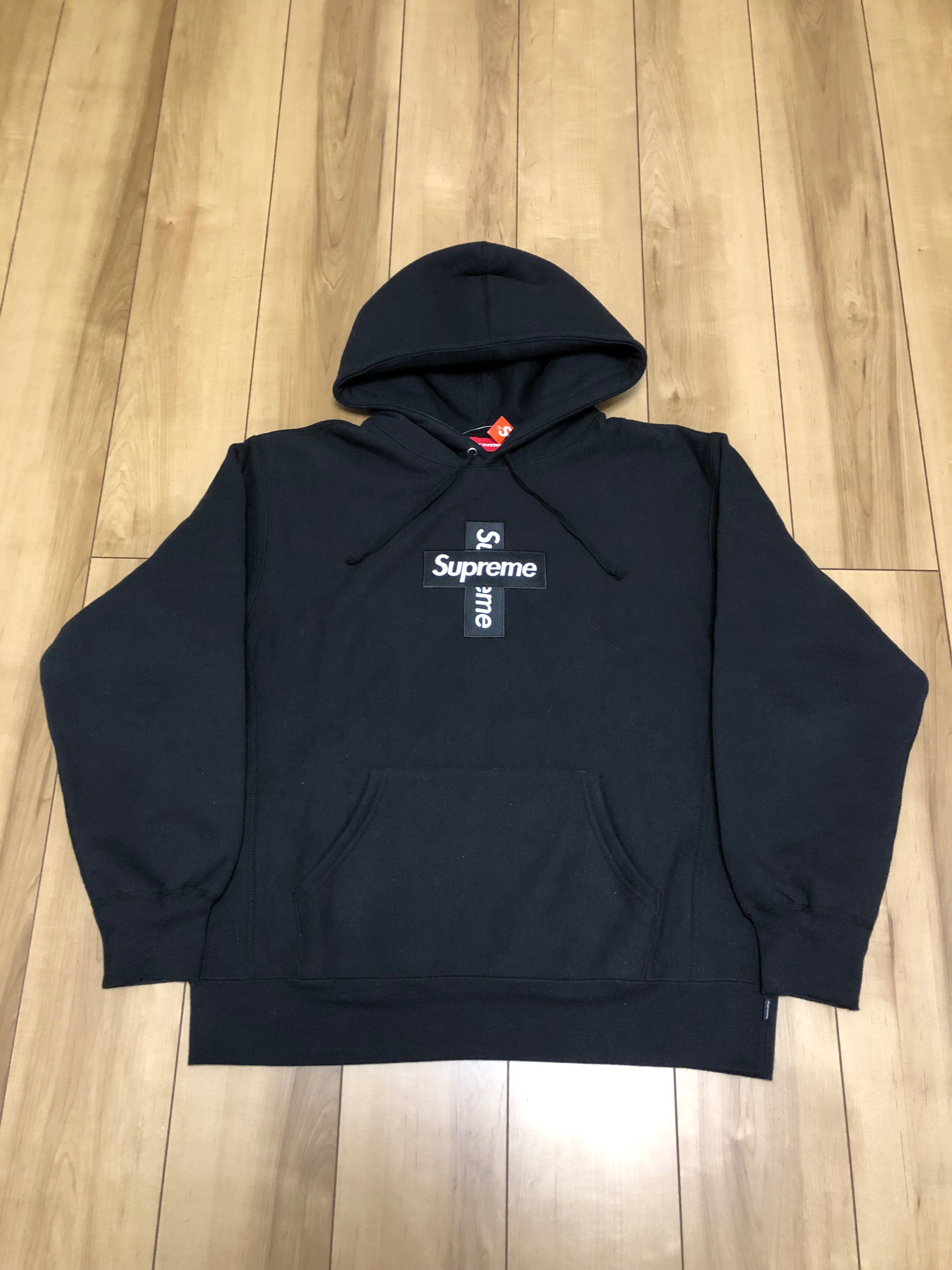 Supreme Cross Box Logo Hooded Sweatshirt "Black"