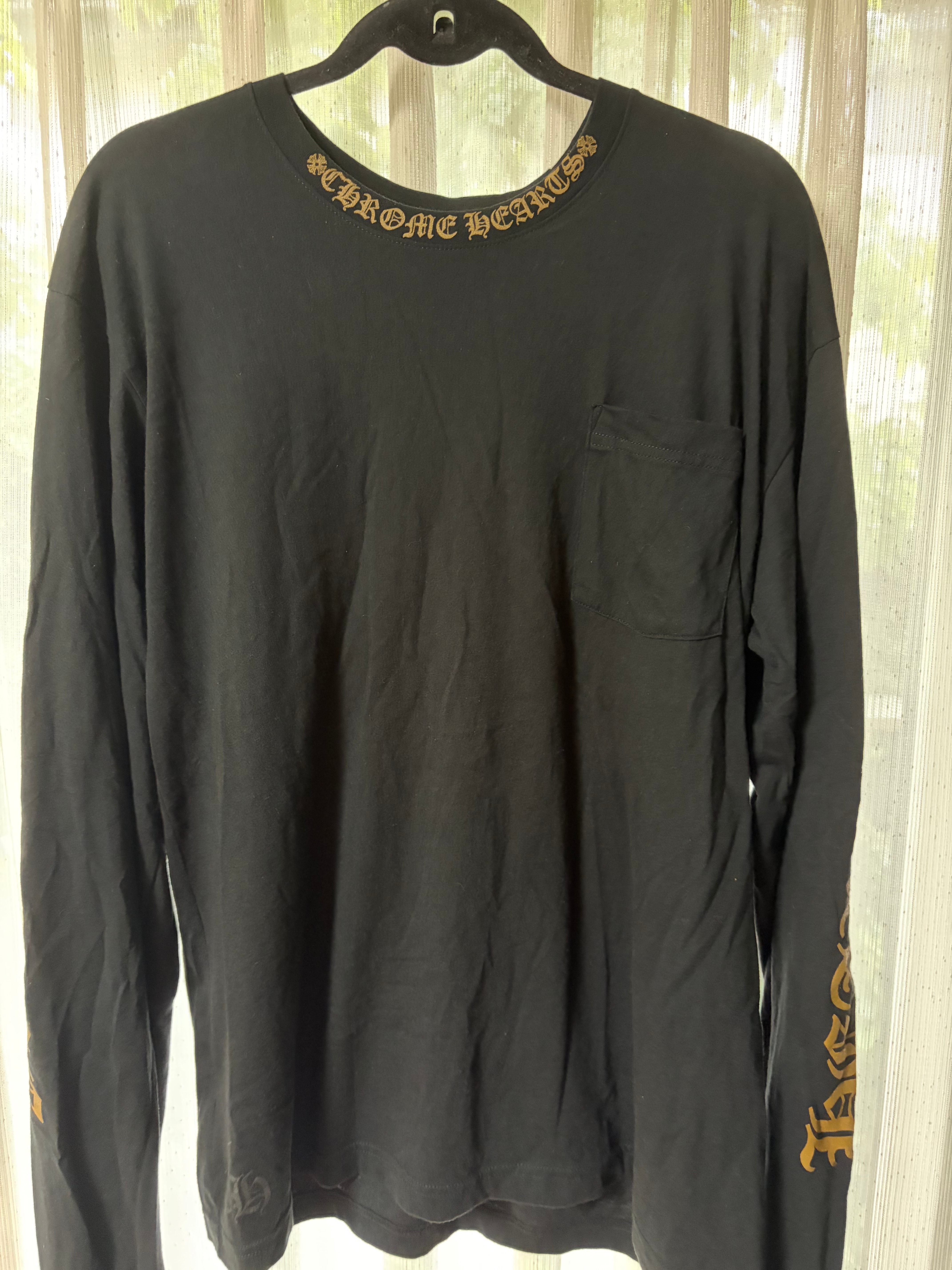Chrome Hearts Neck Logo Pocket L/S T-Shirt "Black/Gold"