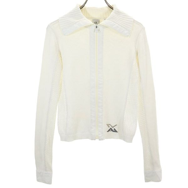 ARMANI EXCHANGE アルマーニエクスチェンジ 90s オールド コットン ニット ジャケット S ホワイト