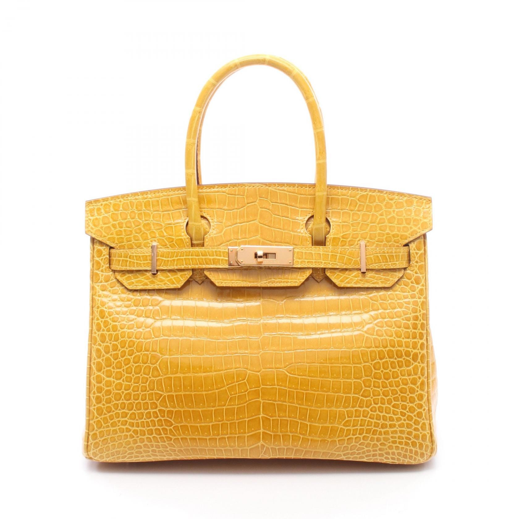 エルメス HERMES バーキン30 ジョーヌアンブル ハンドバッグ バッグ エキゾチックレザー ポロサスリセ Z刻印(2021年製造) レディース イエロー系 【中古】