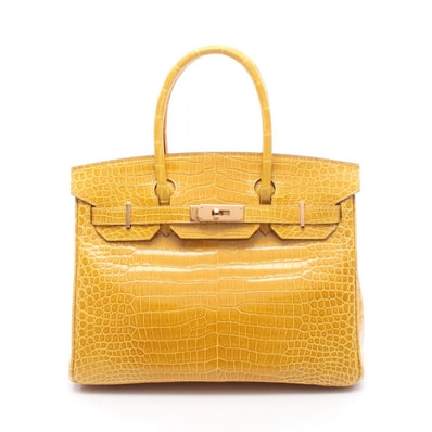 エルメス HERMES バーキン30 ジョーヌアンブル ハンドバッグ バッグ エキゾチックレザー ポロサスリセ Z刻印(2021年製造) レディース イエロー系 【中古】