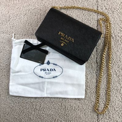 PRADA Leather Shoulder Bag "Black"