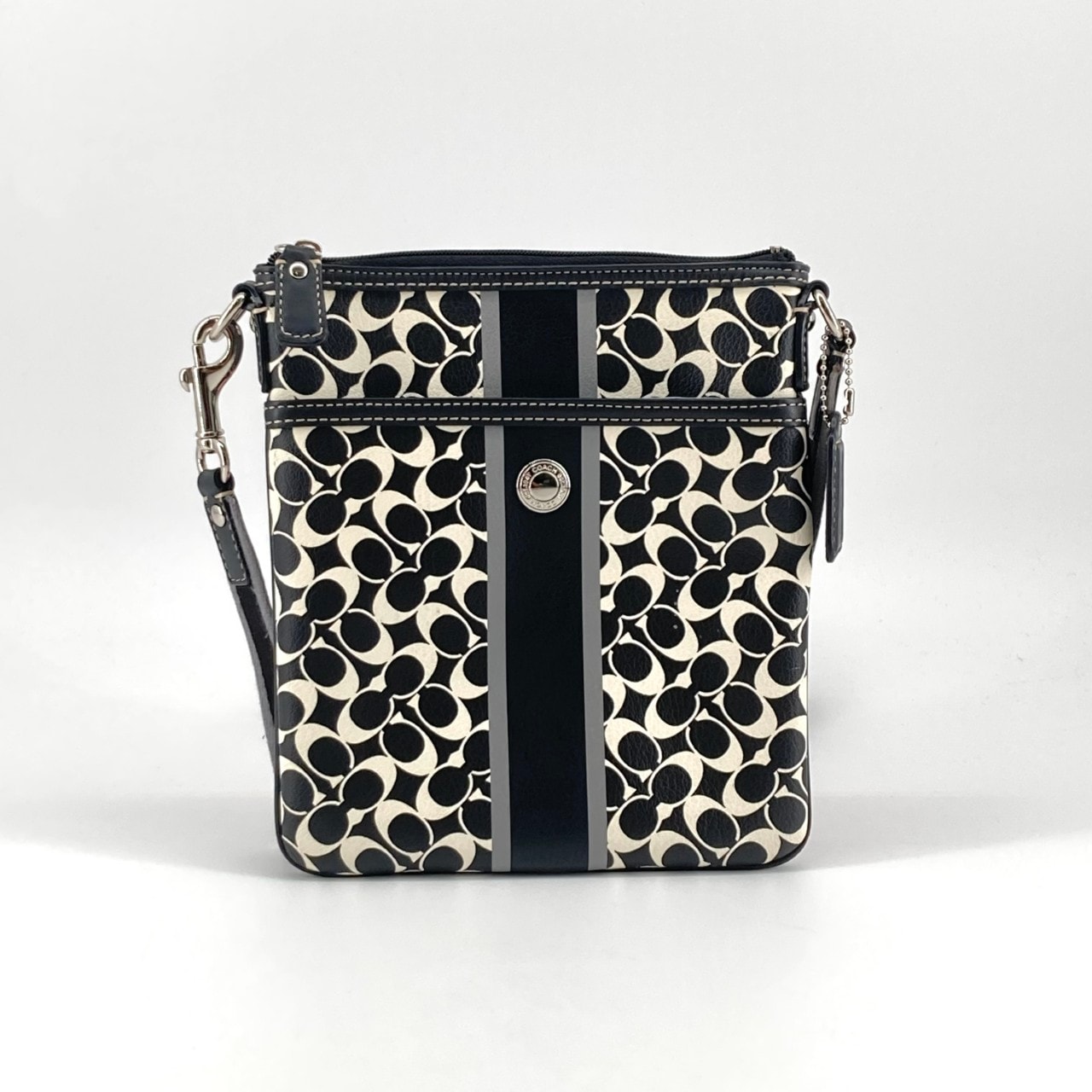 COACH(コーチ) チェルシー ヘリテージ ストライプ F43893 ショルダーバッグ ブラック×ホワイト