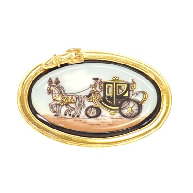 エルメス HERMES エマイユブローチ 七宝焼 馬車【中古】【ABランク】