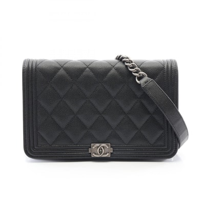 シャネル CHANEL ボーイシャネル マトラッセ ショルダーバッグ バッグ キャビアスキン(グレインドカーフ) レディース ブラック系 AP1117 【中古】