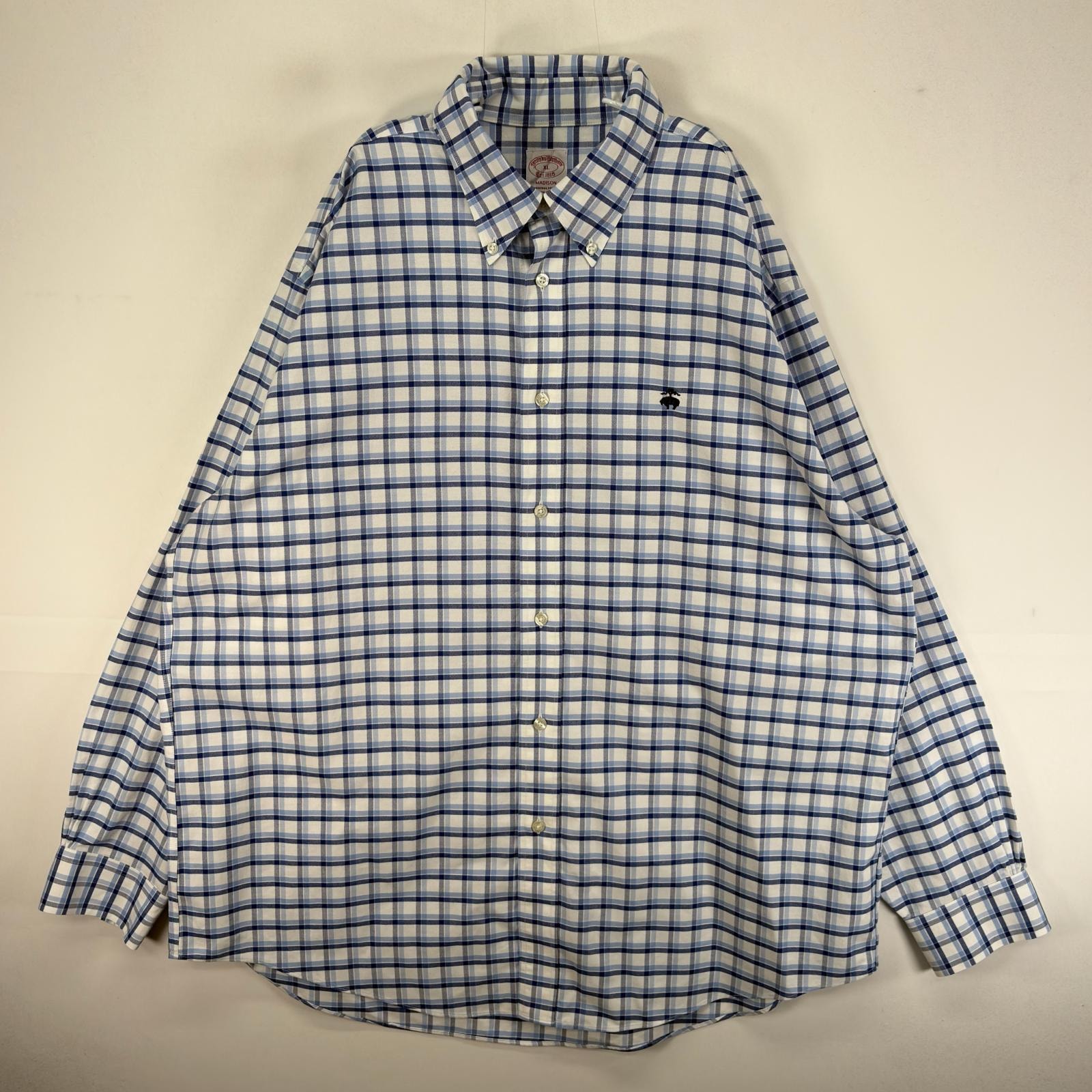 古着 ブルックスブラザーズ Brooks Brothers 長袖シャツ ボタンダウン 1818 XL ブルー系 チェック メンズ