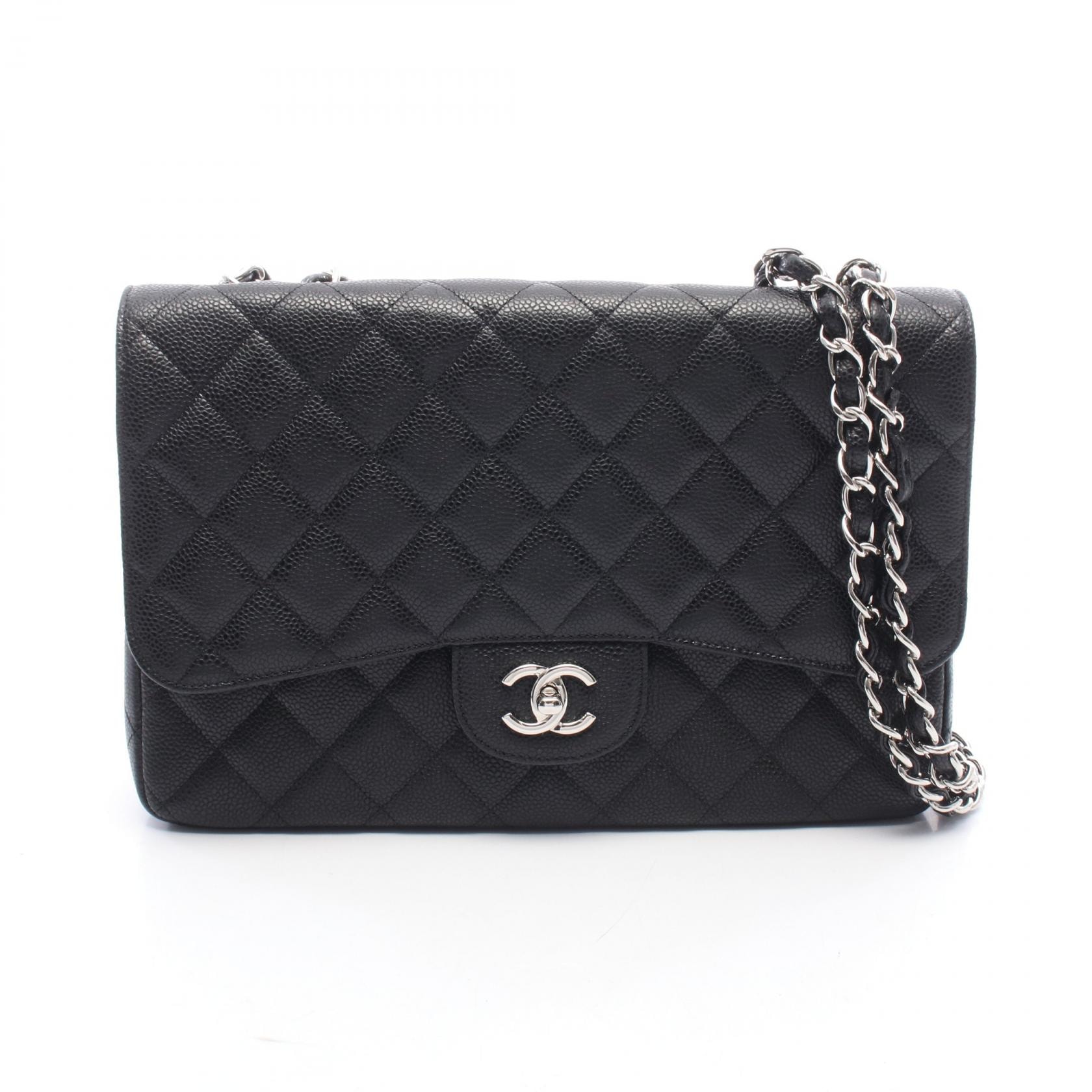シャネル CHANEL デカマトラッセ30 シングルフラップ ショルダーバッグ バッグ キャビアスキン(グレインドカーフ) レディース ブラック系 【中古】