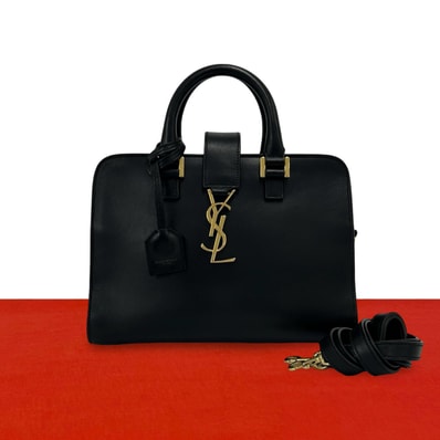 YVES SAINT LAURENT イヴ・サンローラン ベイビーカバス YSL ロゴ 金具 レザー ショルダーバッグ ブラック
78-10