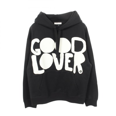 ヴァレンチノ Valentino ロゴ プリント パーカー 衣料品 トップス コットン メンズ ブラック系 【中古】