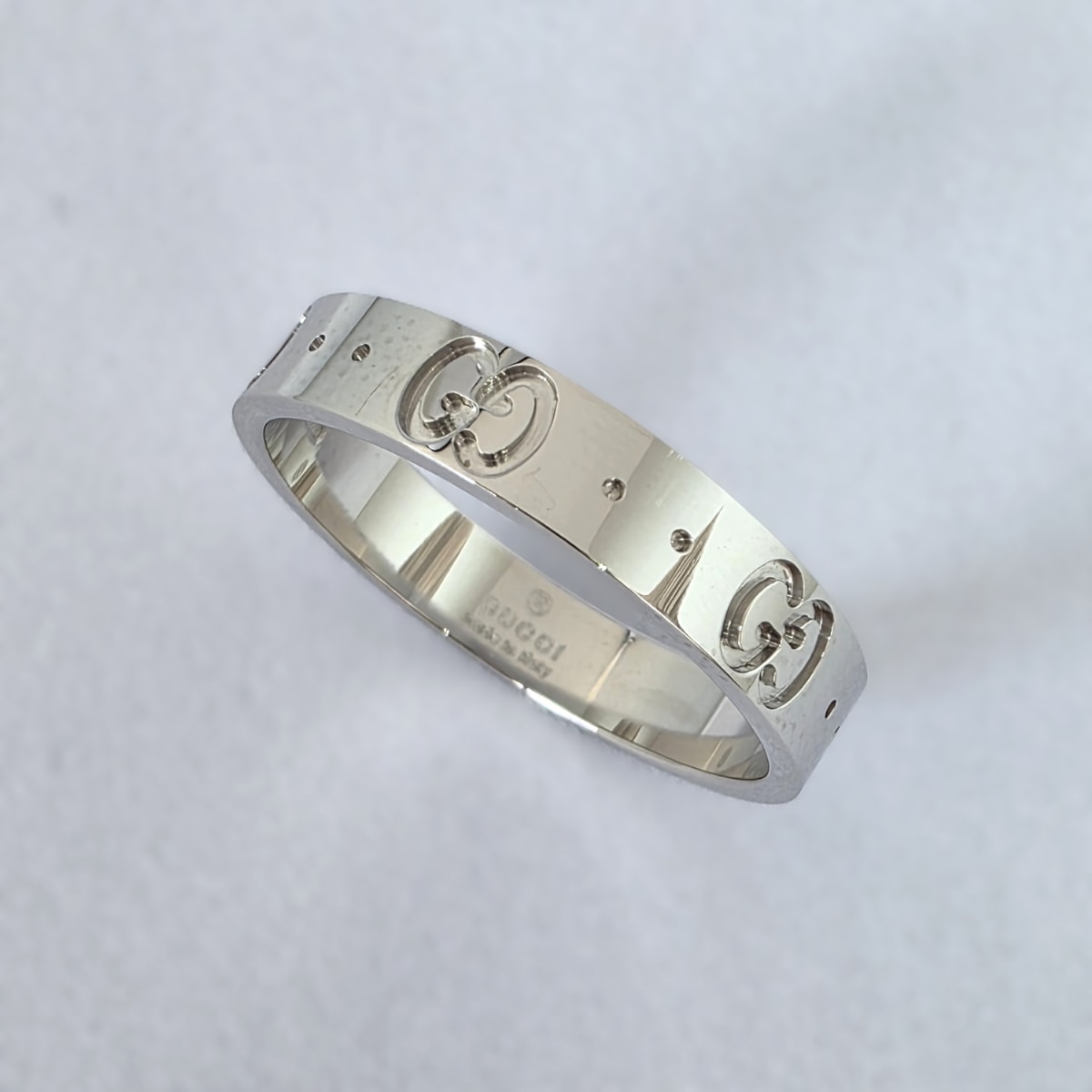 GUCCI グッチ アイコン スリム K18 750WG #18 17号 17.5号 リング・指輪 660070 J8502 9000 K18ホワイトゴールド シルバー  メンズ【中古】