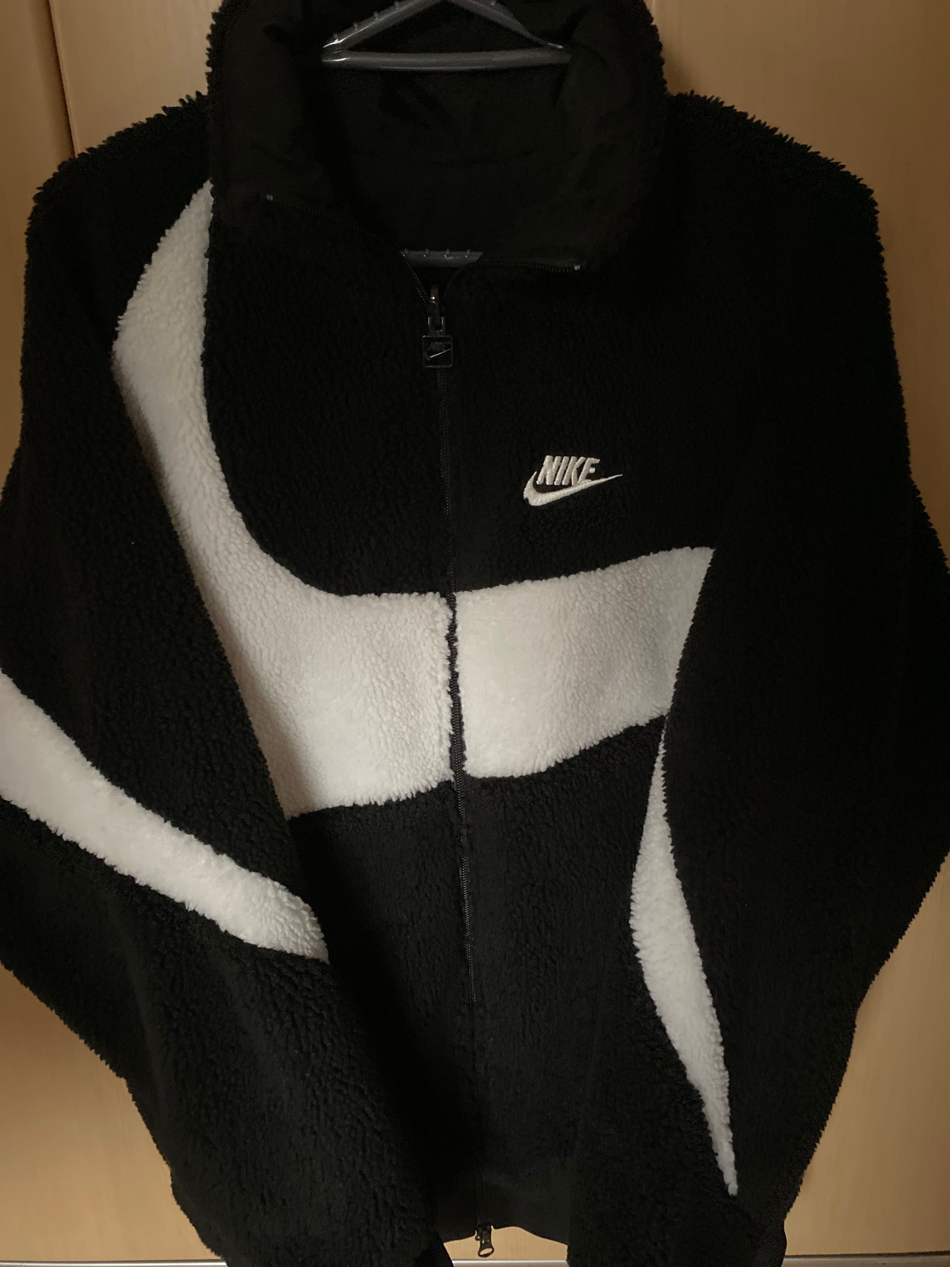 Nike Big Swoosh Reversible Boa Jacket "Black Sail"