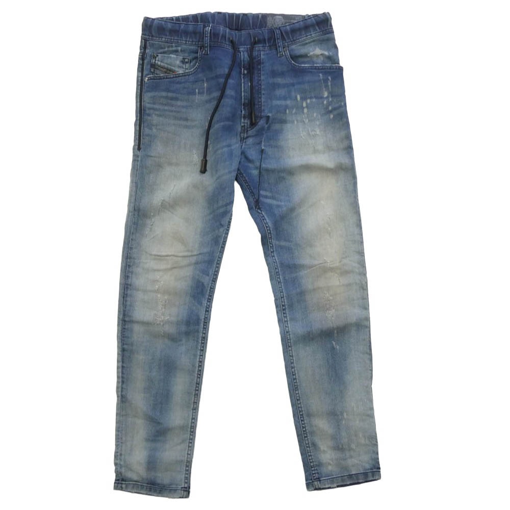 DIESEL ディーゼル NARROT-NE ダメージ加工 ストレッチ スキニー ジョグジーンズ デニム スウェットパンツ インディゴブルー系 28【中古】