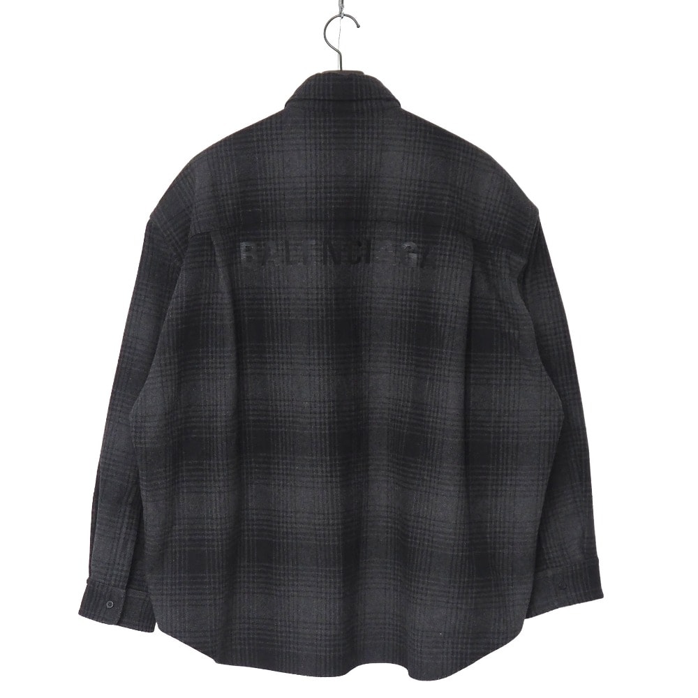 ■美品■2024年製■BALENCIAGA バレンシアガ Oversized Check Shirt 長袖シャツ サイズ1(170/88A) チェック ボタンダウン シャツジャケット イタリア製 ブランド古着【中古】20260831/RB0589