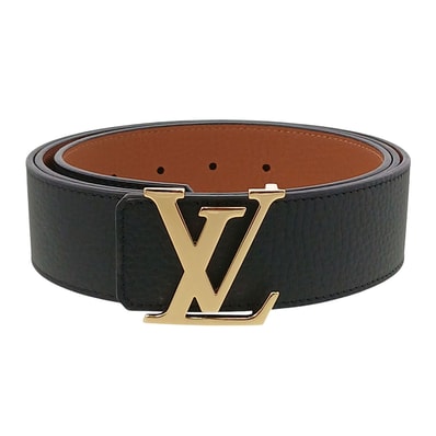 LOUIS VUITTON ルイ・ヴィトン サンチュール LVイニシャル リバーシブル 40mm ベルト M9151 トリヨン ブラック ブラウン ゴールド金具 メンズ【中古】