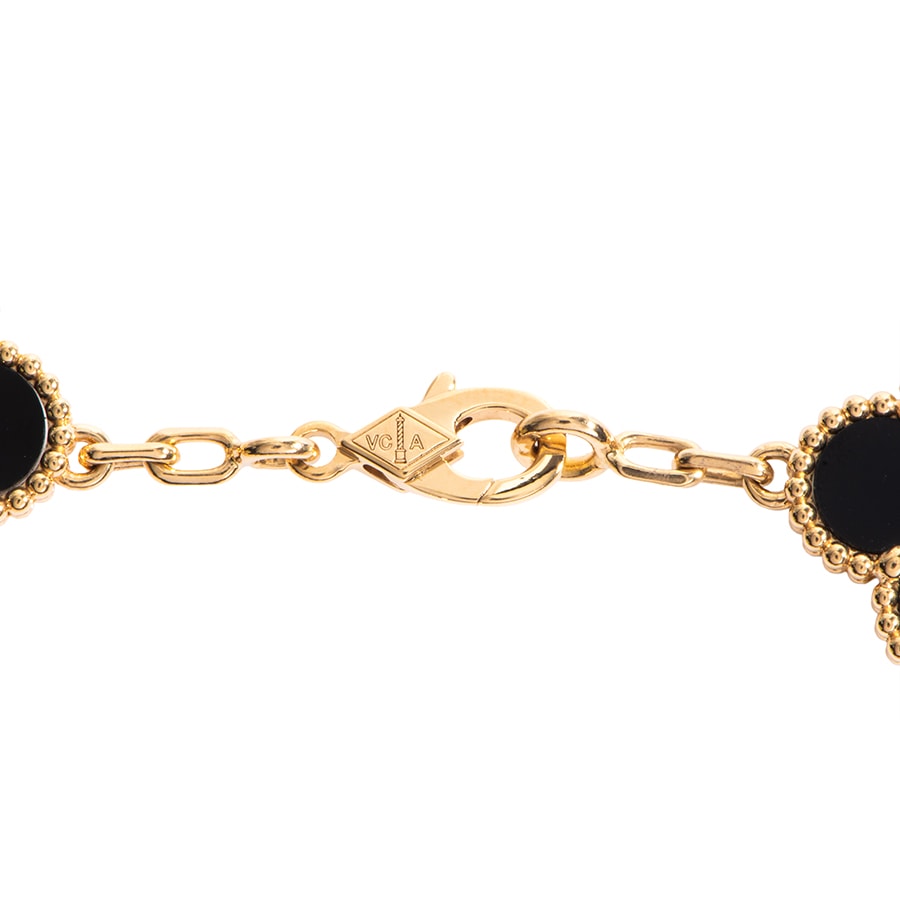 Van Cleef & Arpels ヴァンクリーフ&アーペル ヴィンテージ アルハンブラ ブレスレット 5モチーフ VCARA41300 バングル K18YG オニキス ゴールド ブラック【中古】