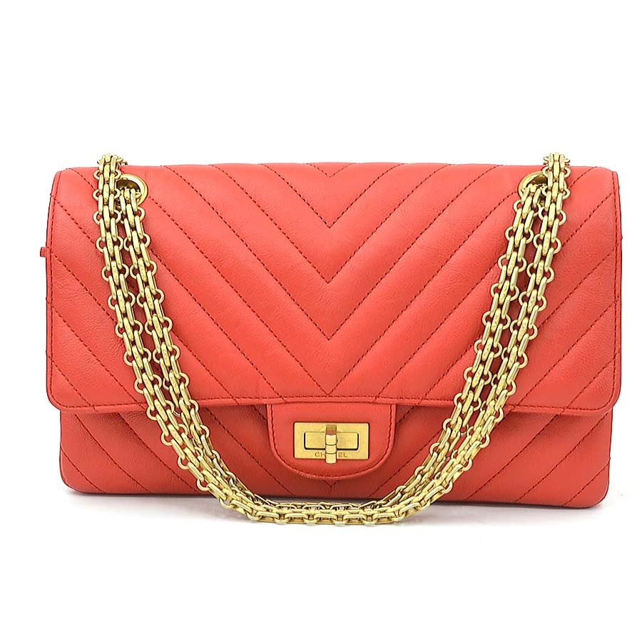 シャネル CHANEL ショルダーバッグ 2.55 レザー レッド レディース【中古】 90184a