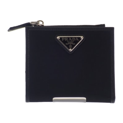 プラダ PRADA Re-Nylon 2ML049_2DMH_F0002 二つ折り財布 サフィアーノ ブラック シルバー金具 メンズ レディース【中古】【Aランク】