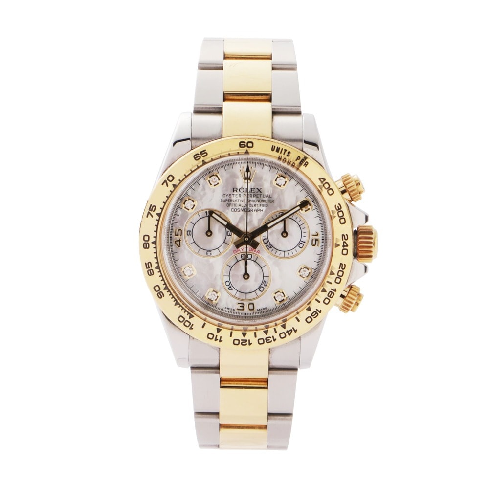 ROLEX ロレックス コスモグラフ デイトナ 116503NG ホワイトシェル 8Pダイヤ K18YG SS コンビ ロレゾール クロノグラフ 自動巻き 2016年12月保証書/ギャランティカード・純正Box完備 腕時計 メンズ Bランク 中古 鑑定済