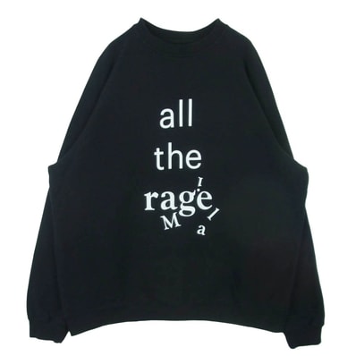 MAISON MARGIELA メゾンマルジェラ 20SS S51GU0092 反転ロゴ 四つタグ 10ライン all the rage オーバーサイズ プルオーバー スウェット トレーナー ブラック系 L【中古】