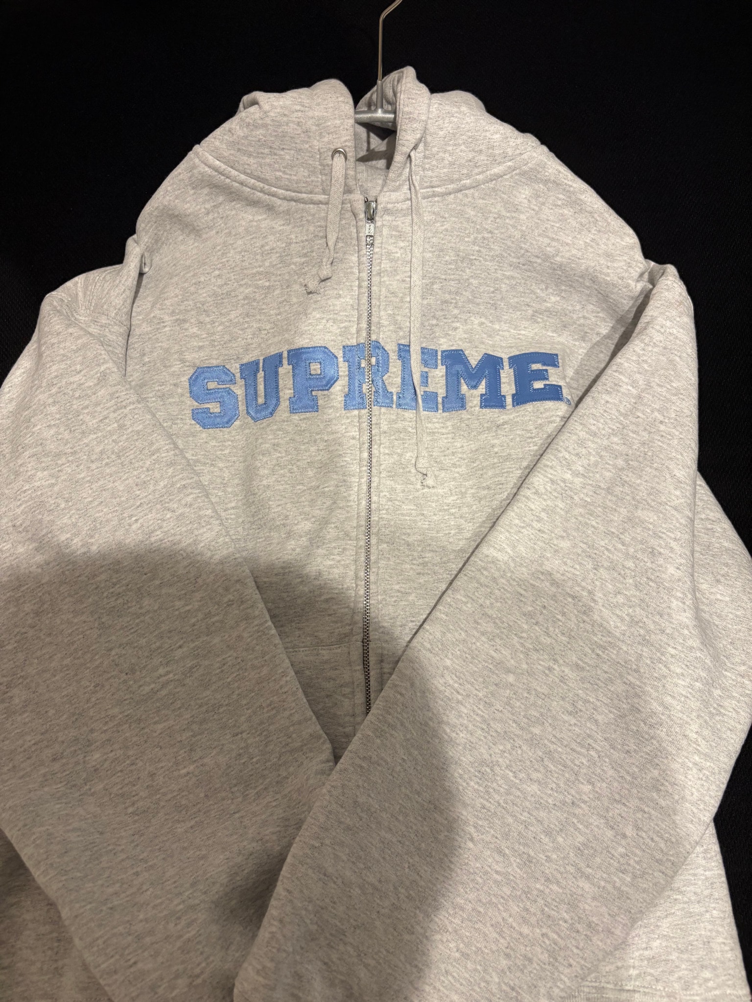Supreme Collegiate Applique Zip Up Hooded Sweatshirt "Ash Grey"