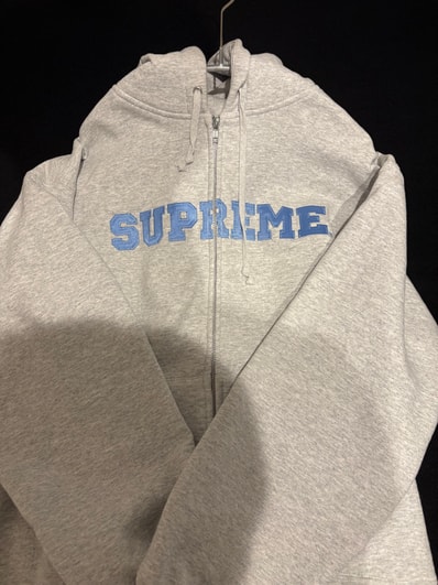 Supreme Collegiate Applique Zip Up Hooded Sweatshirt "Ash Grey"