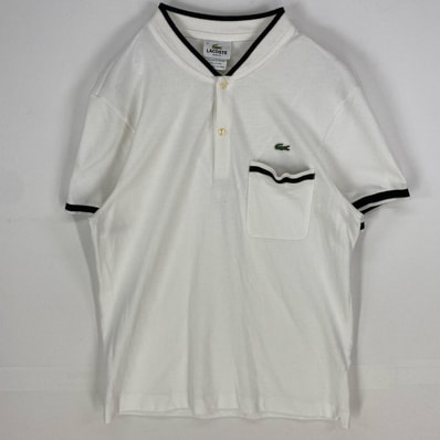 古着 ラコステ LACOSTE 鹿の子 半袖シャツ 胸ポケット ワッペン ワンポイントロゴ ポロシャツ 4 ホワイト系 メンズ