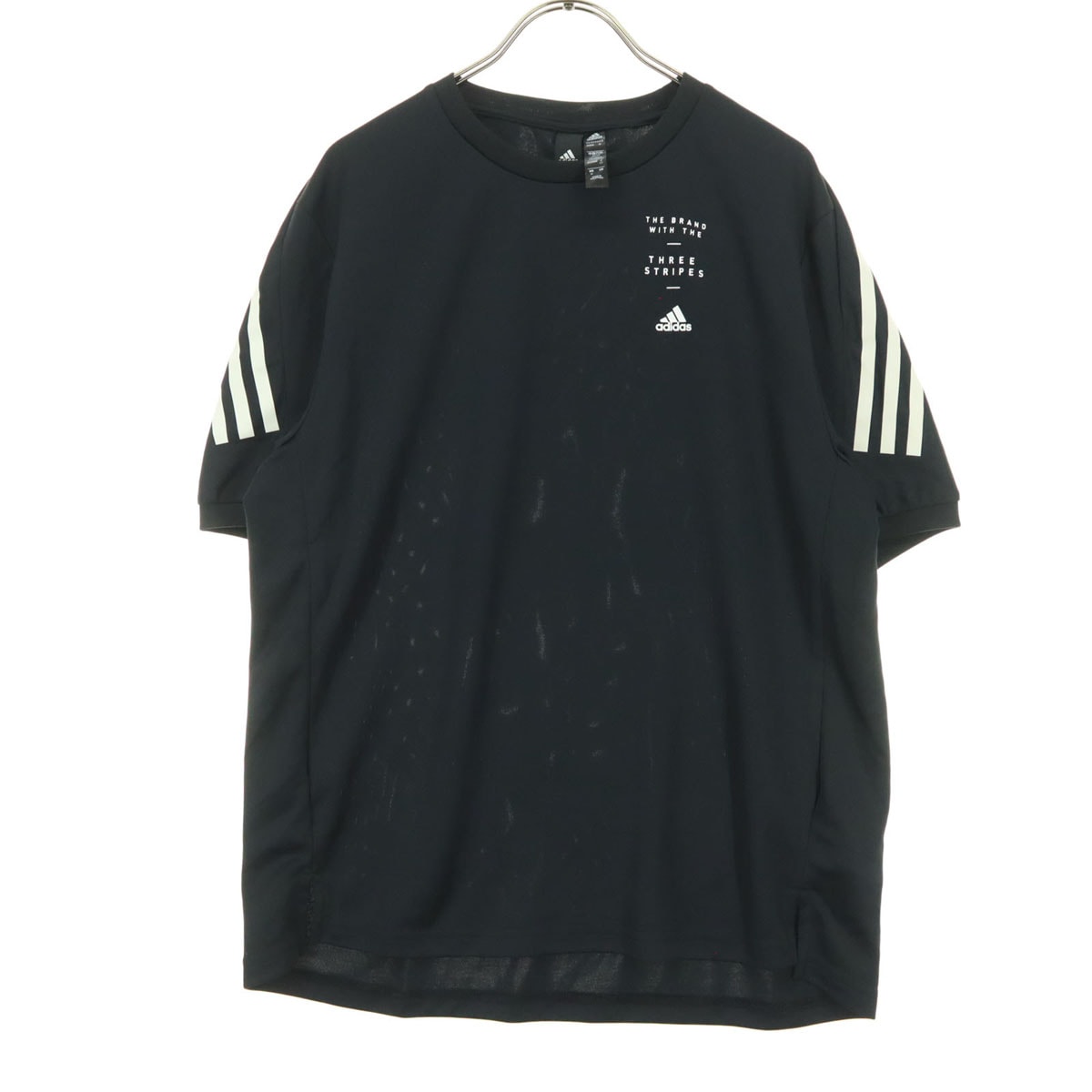 adidas アディダス ワンポイントロゴ 半袖 クルーネック Tシャツ OT ブラック