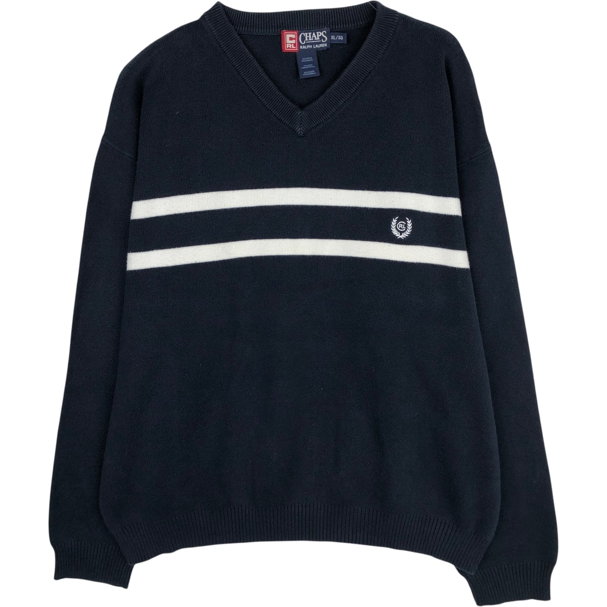 古着 ラルフローレン Ralph Lauren CHAPS チャップス Vネック コットンニットセーター メンズXL相当/eaa618681