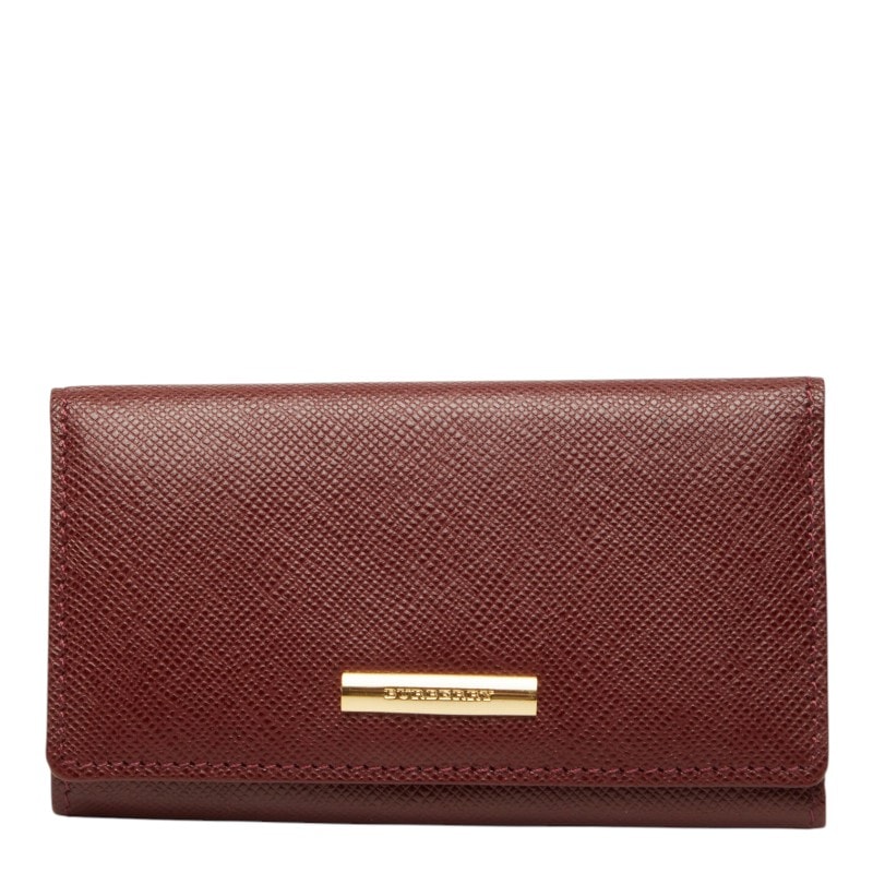 バーバリー ノバチェック 4連 キーケース ワインレッド ボルドー レザー レディース BURBERRY 【中古】