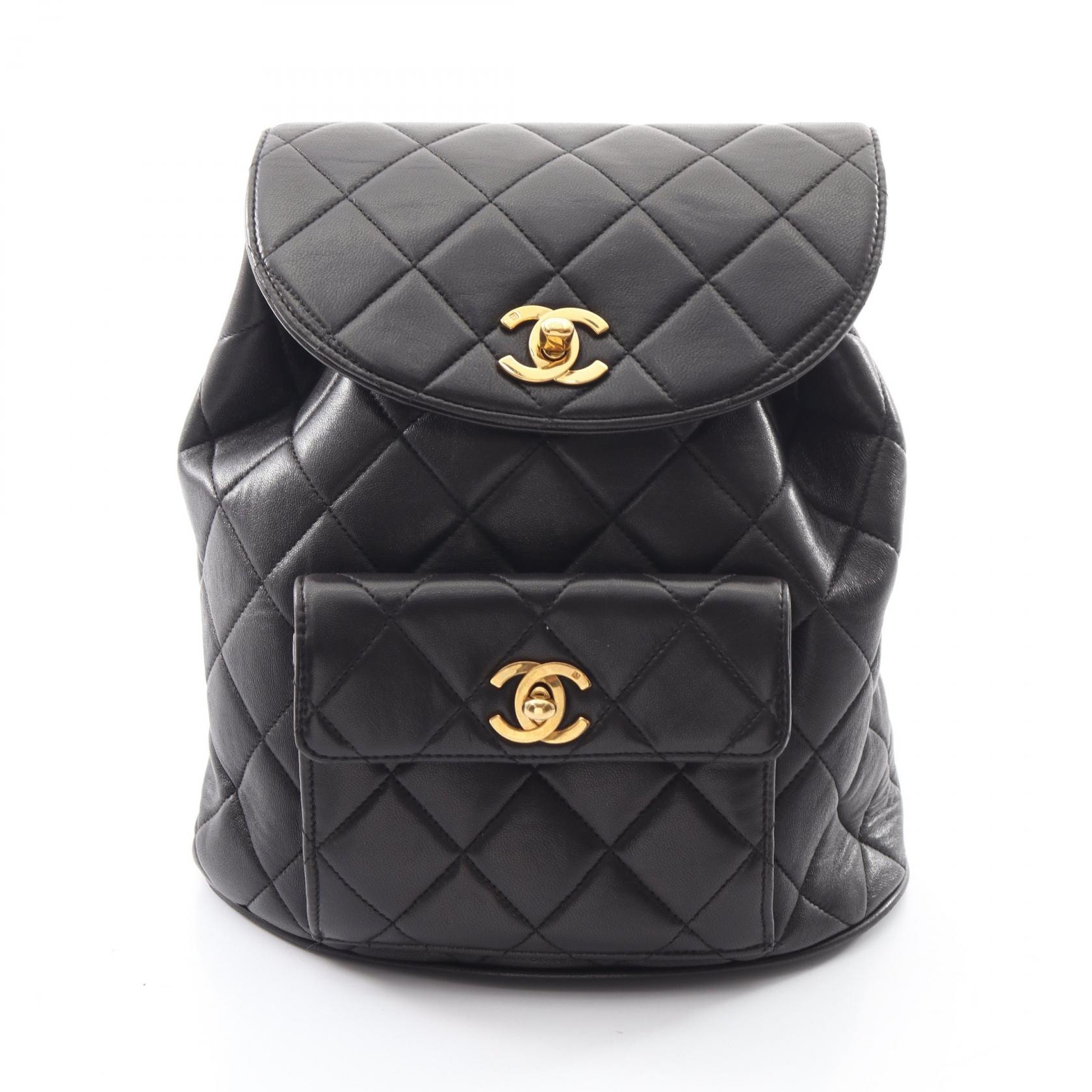 シャネル CHANEL マトラッセ リュックサック バックパック バッグ ラムスキン(羊革) レディース ブラック系 【中古】