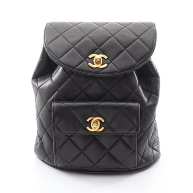 シャネル CHANEL マトラッセ リュックサック バックパック バッグ ラムスキン(羊革) レディース ブラック系 【中古】