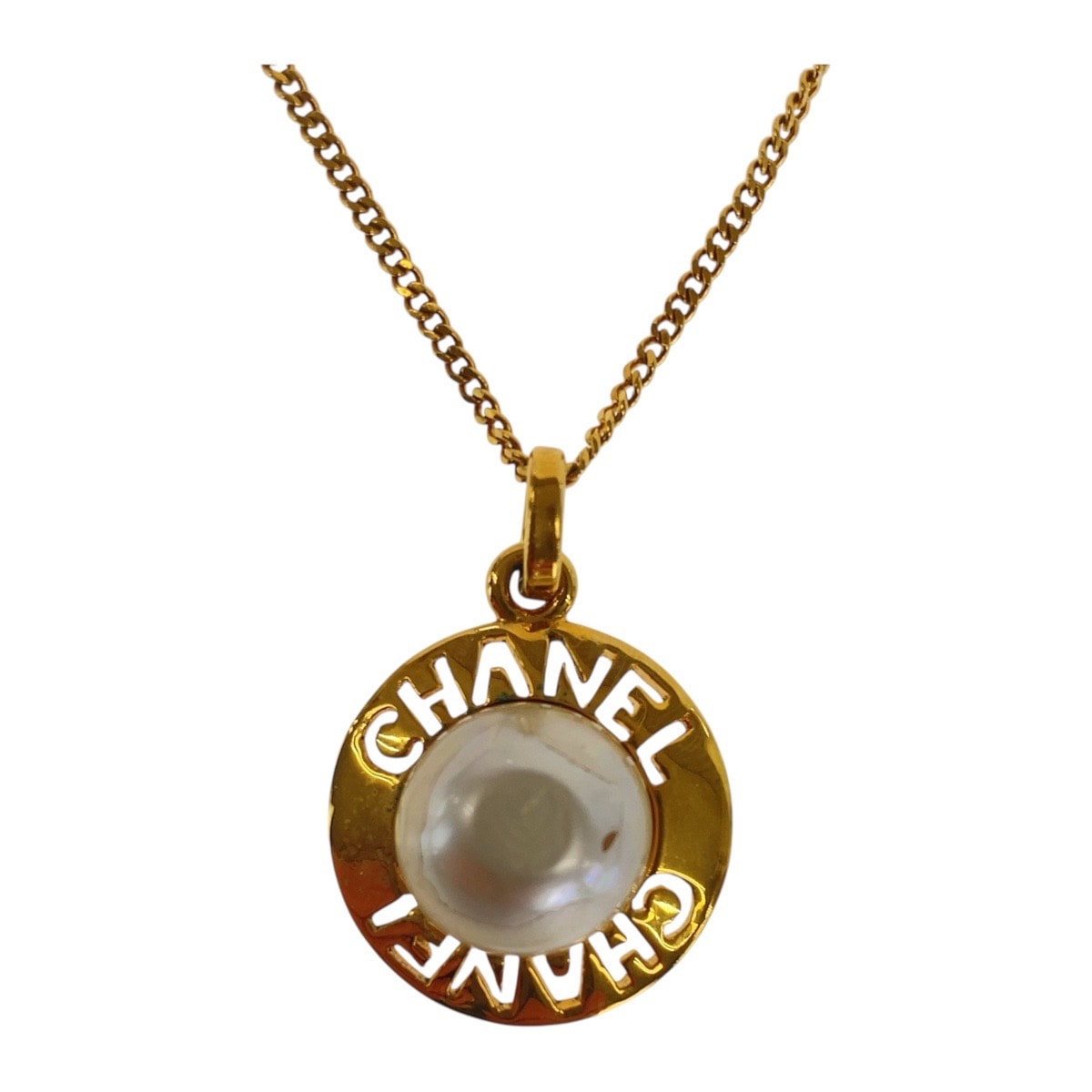 美品 CHANEL シャネル ゴールド ホワイト メタル フェイクパール/ ネックレス 501650 【中古】