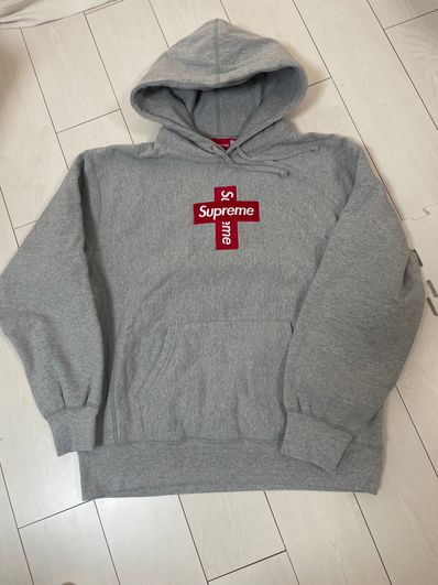 Supreme Cross Box Logo Hooded Sweatshirt "Grey"