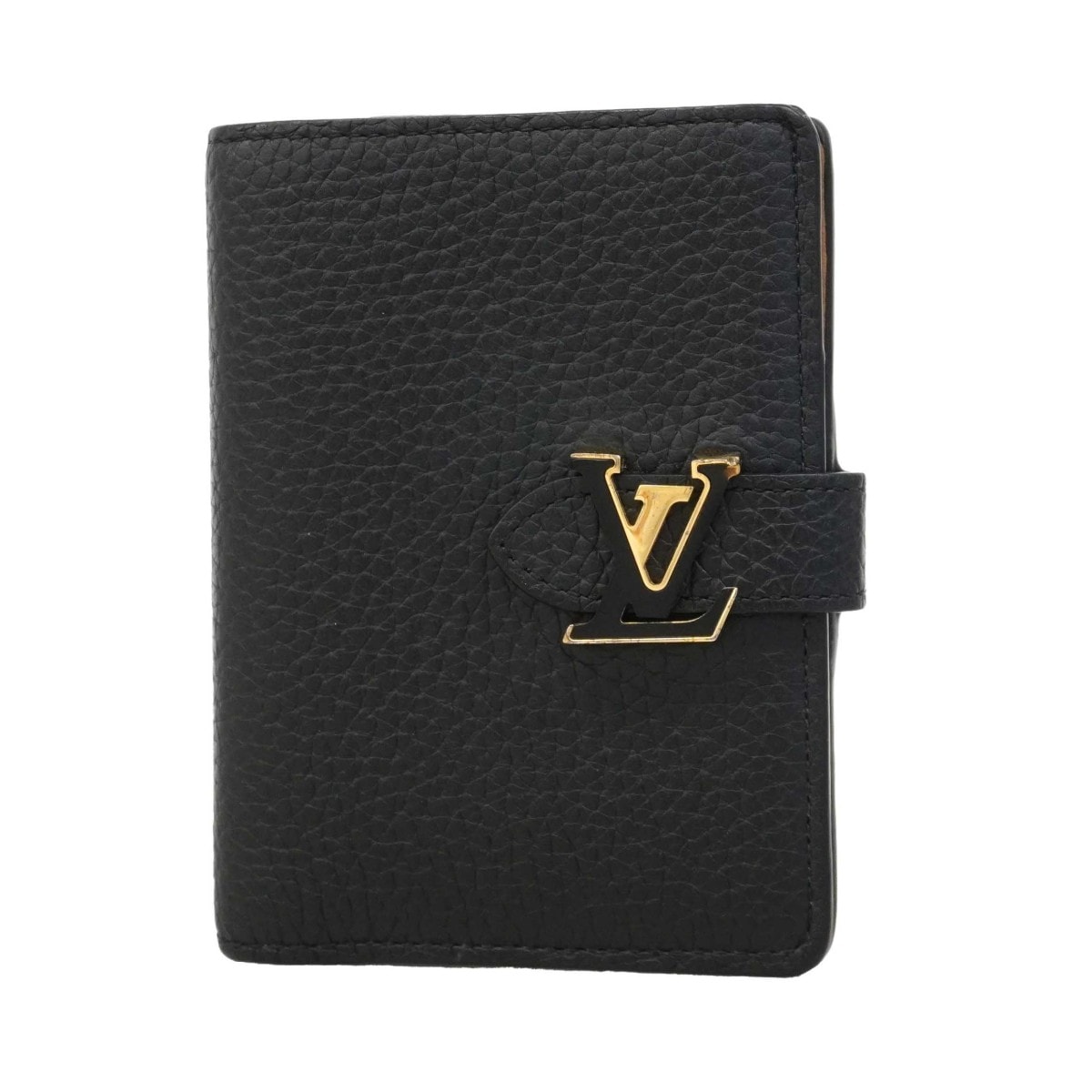 【6db2086】ルイヴィトン 財布 トリヨン LVヴェルティカルウォレットコンパクト M81561 ノワール【中古】レディース