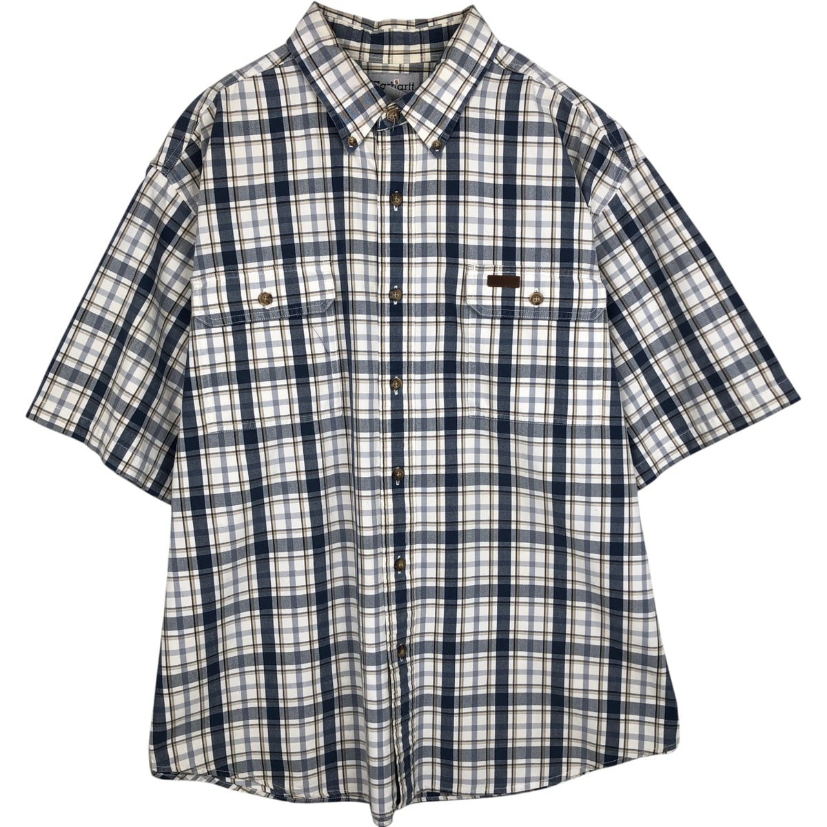 古着 カーハート Carhartt チェック柄 ボタンダウン 半袖 ワークシャツ メンズXL相当/eaa632764