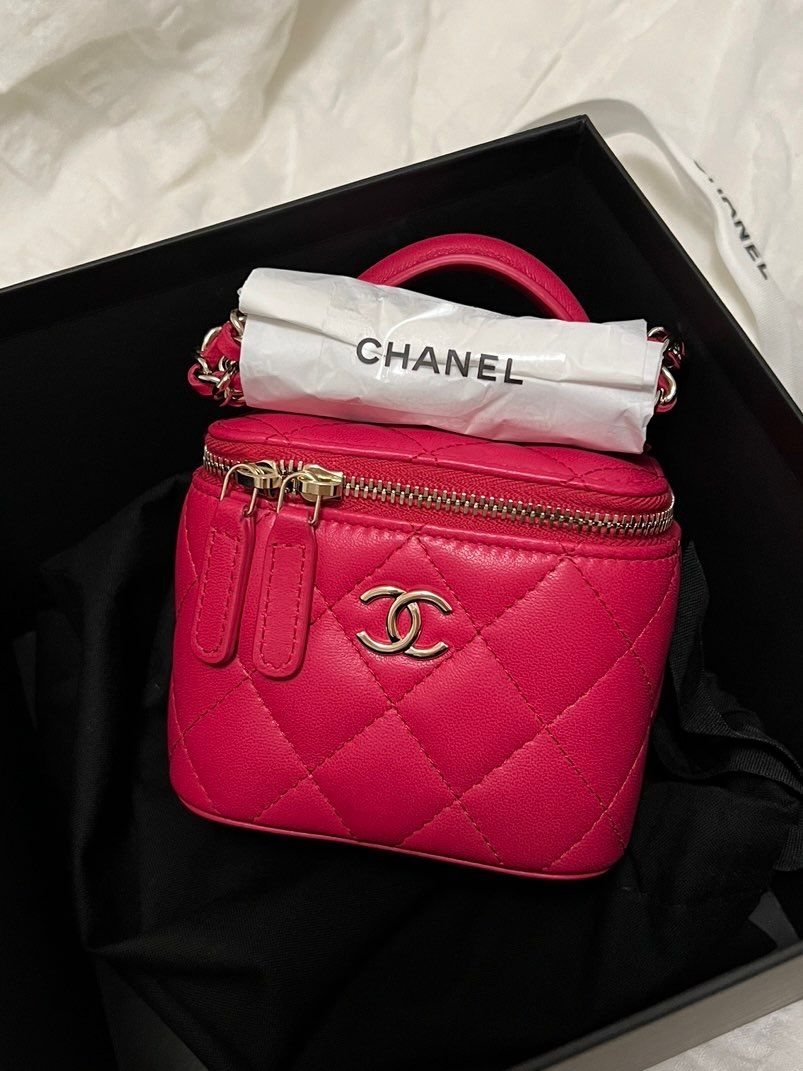 CHANEL Top Handle Small Vanity Shoulder Bag "Dark Pink"