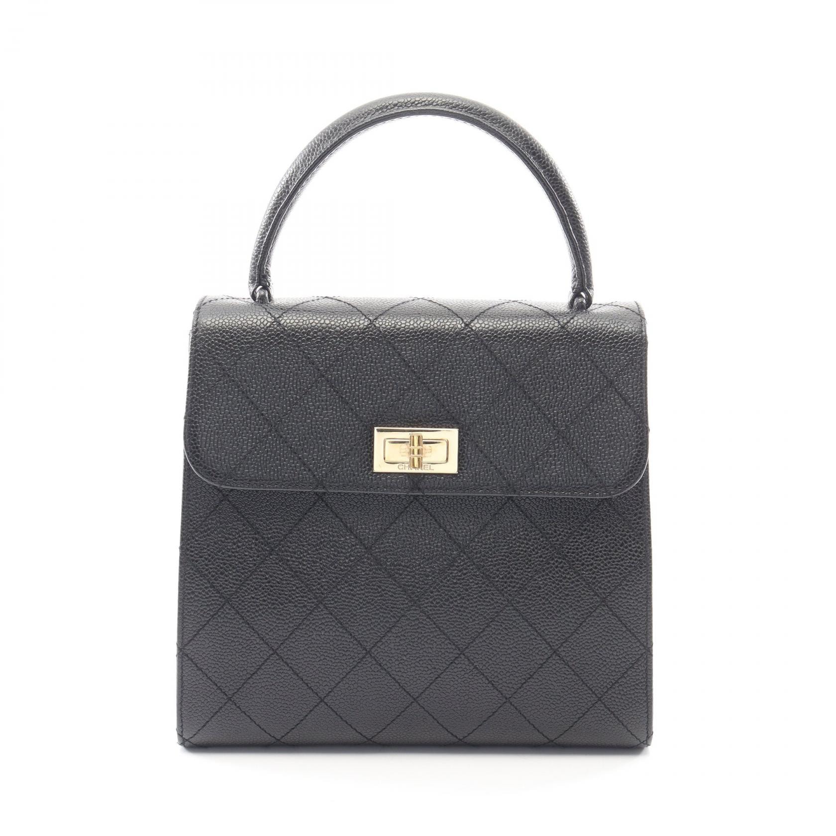 シャネル CHANEL 2.55 マトラッセ トップハンドル ハンドバッグ バッグ カーフ(牛革) レディース ブラック系 【中古】