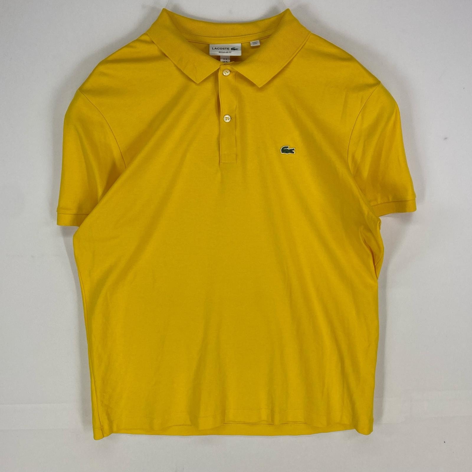 古着 ラコステ LACOSTE 半袖シャツ ワンポイント ワッペン ポロシャツ ショートスリーブ XL  イエロー系 メンズ