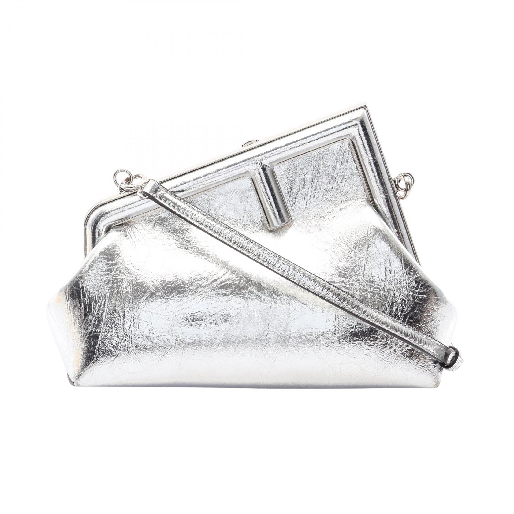 フェンディ FENDI ファースト スモール ショルダーバッグ バッグ レザー レディース シルバー系 8BP129 【中古】