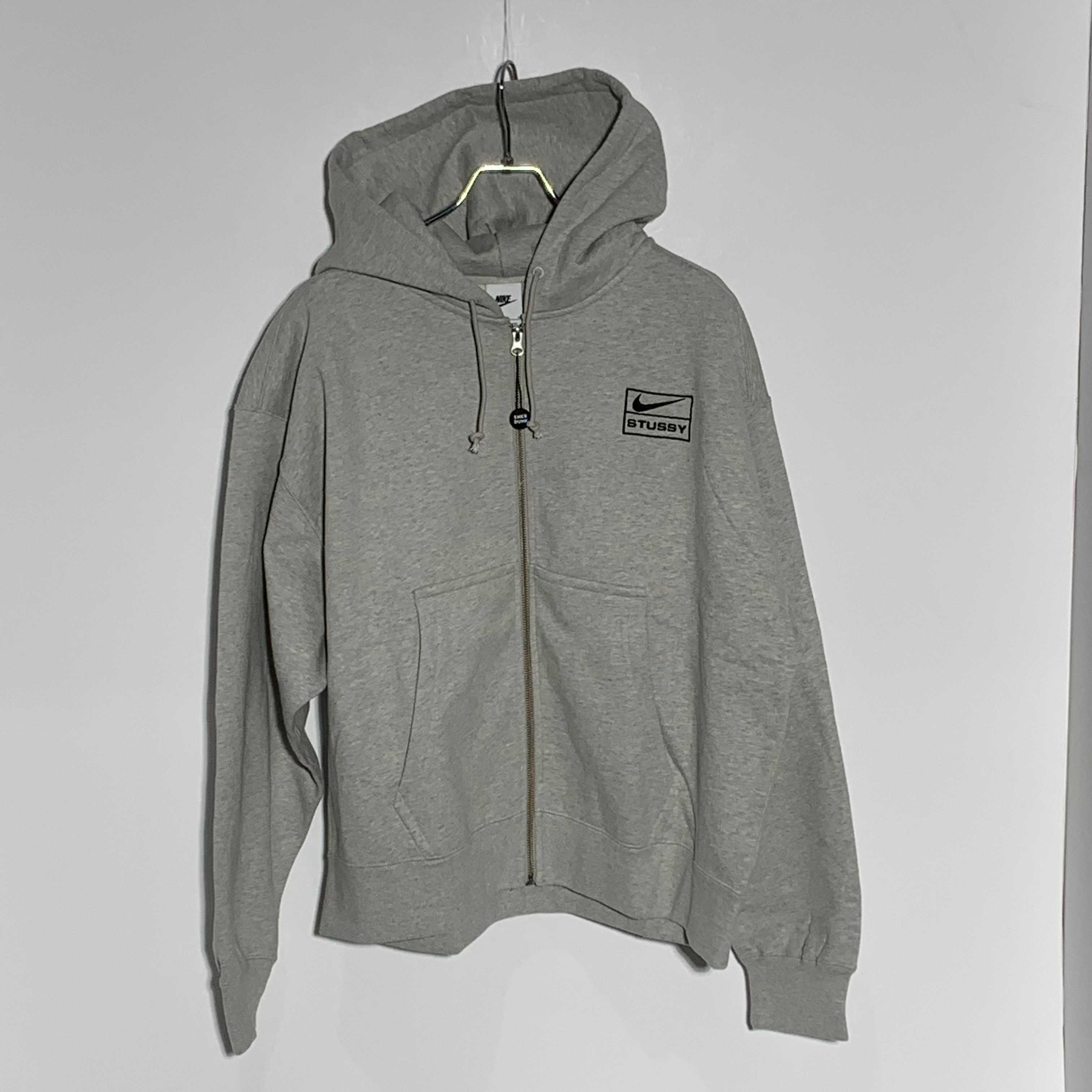 Stussy x Nike Fleece Zip Hoodie "Grey Heather" (US Size) FJ9181-050