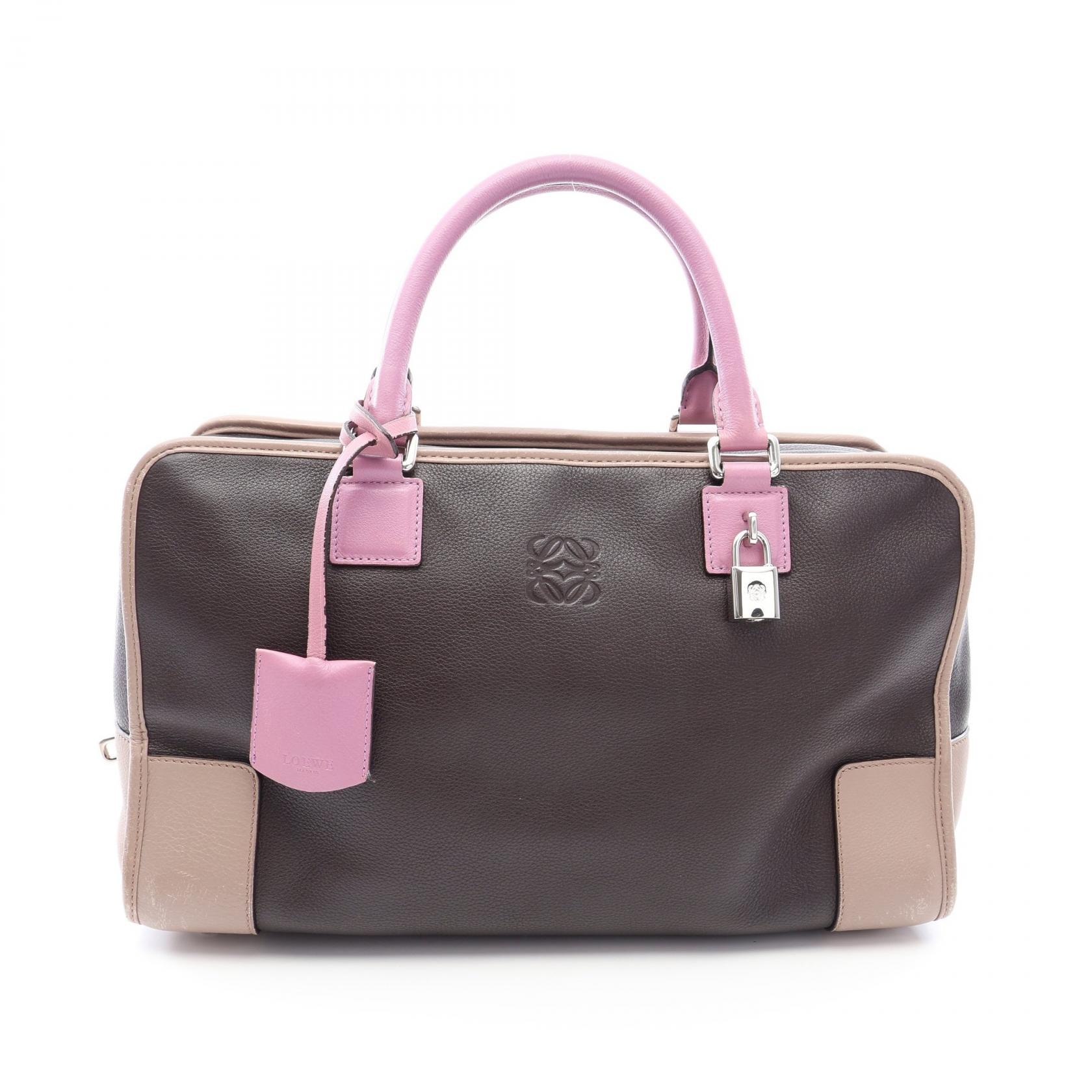 ロエベ LOEWE アマソナ36 ハンドバッグ バッグ レザー レディース ブラウン系 / ベージュ系 / パープル系 【中古】