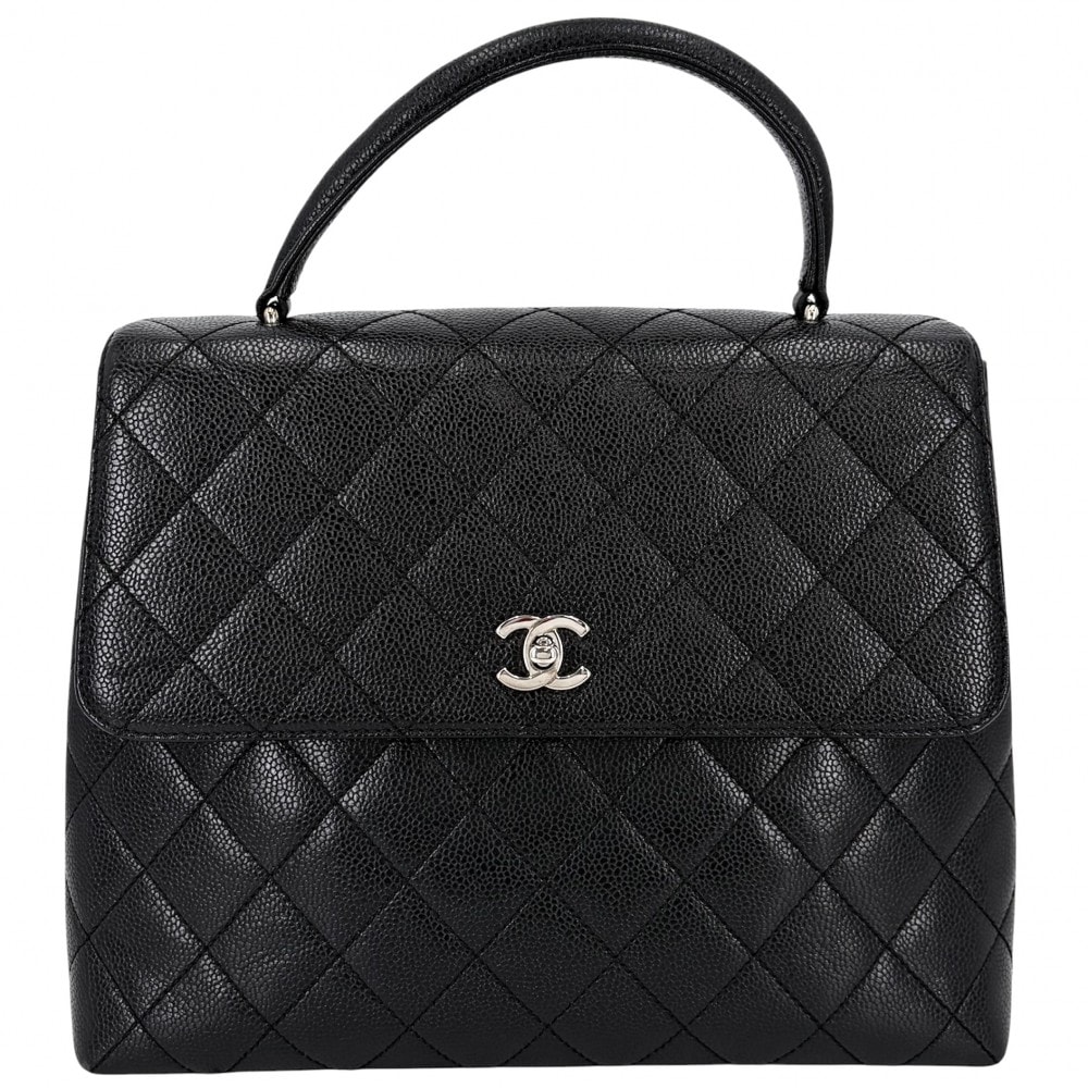 CHANEL シャネル ハンドバッグ マトラッセ ココマーク ターンロック トップハンドル A12397  キャビアスキン   ブラック 黒 シルバー金具 レディース【中古品】