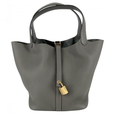 HERMES エルメス ハンドバッグ ピコタンロックMM グレー U刻印 トリヨン エタン ゴールド金具 レディース 2022年【中古品】