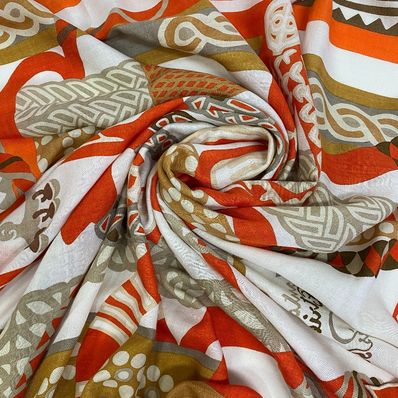 エルメス HERMES ストール Fantaisie dEtriers 鐙の幻想 カレジェアン オレンジ