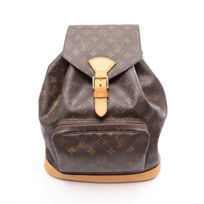 ルイ・ヴィトン LOUIS VUITTON モンスリGM リュックサック バックパック バッグ PVCコーティングキャンバス レザー モノグラム レディース ブラウン系 M51135 【中古】